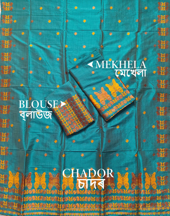 Premium Bhagalpuri Fixed Pari Art Toss* Mekhela Sador