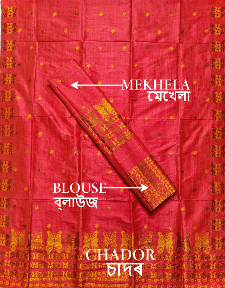 Premium Bhagalpuri Fixed Pari Art Toss* Mekhela Sador