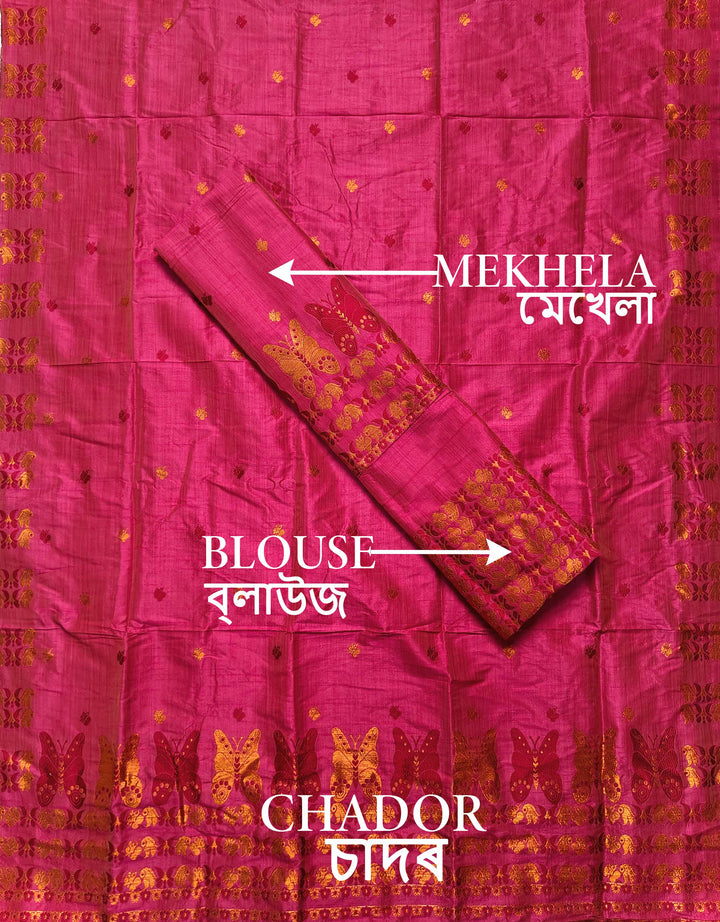 Premium Bhagalpuri Fixed Pari Art Toss* Mekhela Sador