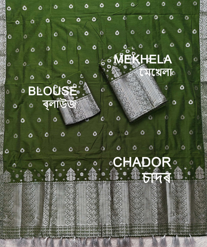 Ready-To-Wear Silver Silver Super Cotton* Mekhela Sador