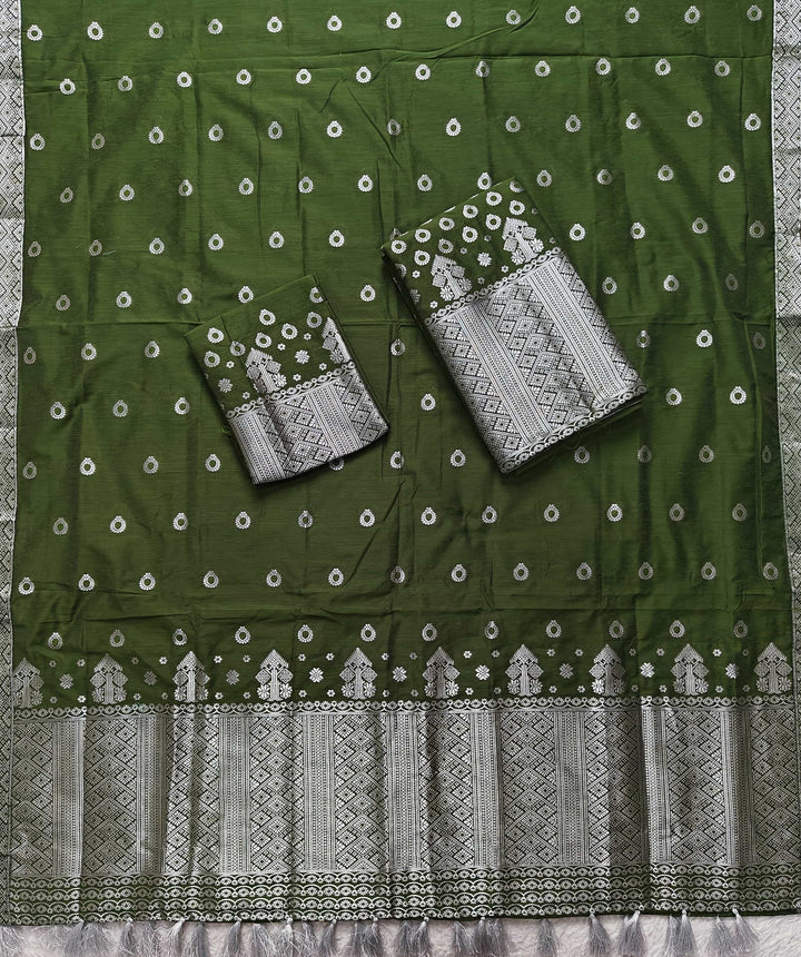 Ready-To-Wear Silver Silver Super Cotton* Mekhela Sador