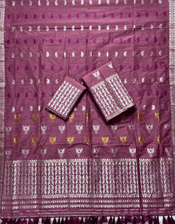 Ready-To-Wear Silver Silver Super Cotton* Mekhela Sador