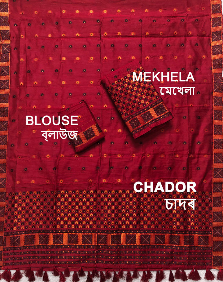 Ready-To-Wear Jari & Dhaga AC Cotton* Mekhela Sador