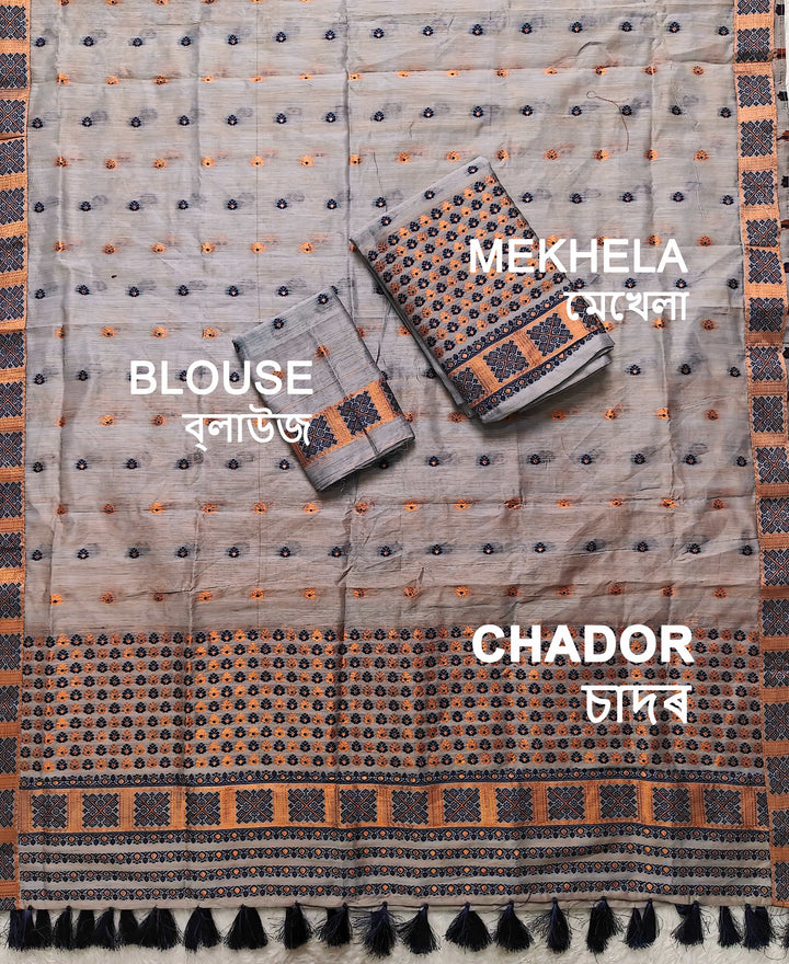 Ready-To-Wear Jari & Dhaga AC Cotton* Mekhela Sador