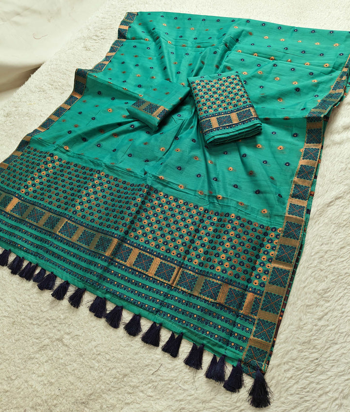 Ready-To-Wear Jari & Dhaga AC Cotton* Mekhela Sador