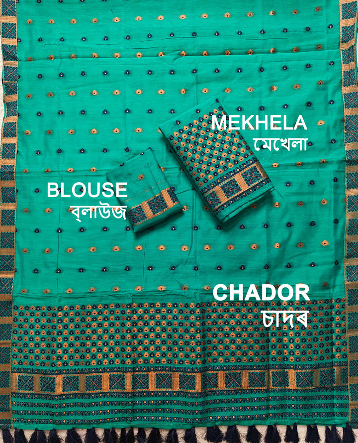 Ready-To-Wear Jari & Dhaga AC Cotton* Mekhela Sador