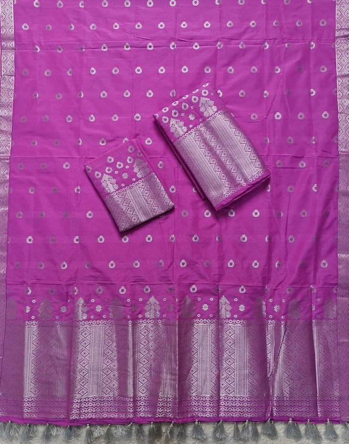 Ready-To-Wear Silver Silver Super Cotton* Mekhela Sador