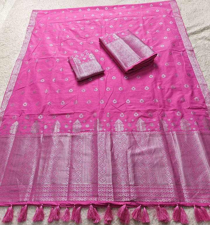 Ready-To-Wear Silver Silver Super Cotton* Mekhela Sador