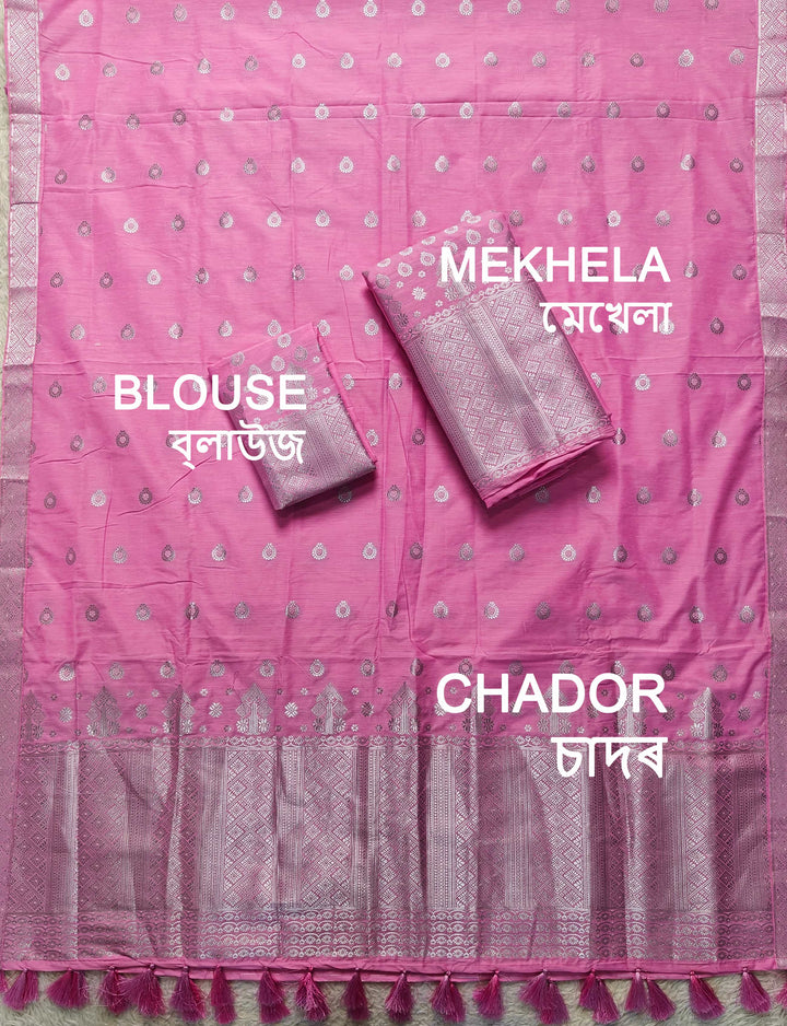 Ready-To-Wear Silver Silver Super Cotton* Mekhela Sador