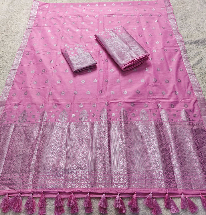 Ready-To-Wear Silver Silver Super Cotton* Mekhela Sador