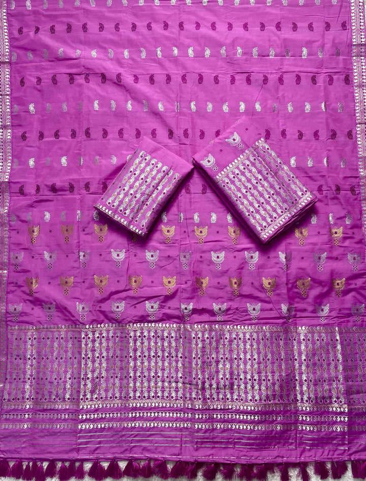 Ready-To-Wear Silver Silver Super Cotton* Mekhela Sador