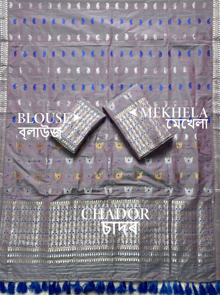 Ready-To-Wear Silver Silver Super Cotton* Mekhela Sador