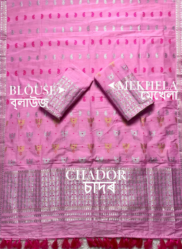 Ready-To-Wear Silver Silver Super Cotton* Mekhela Sador