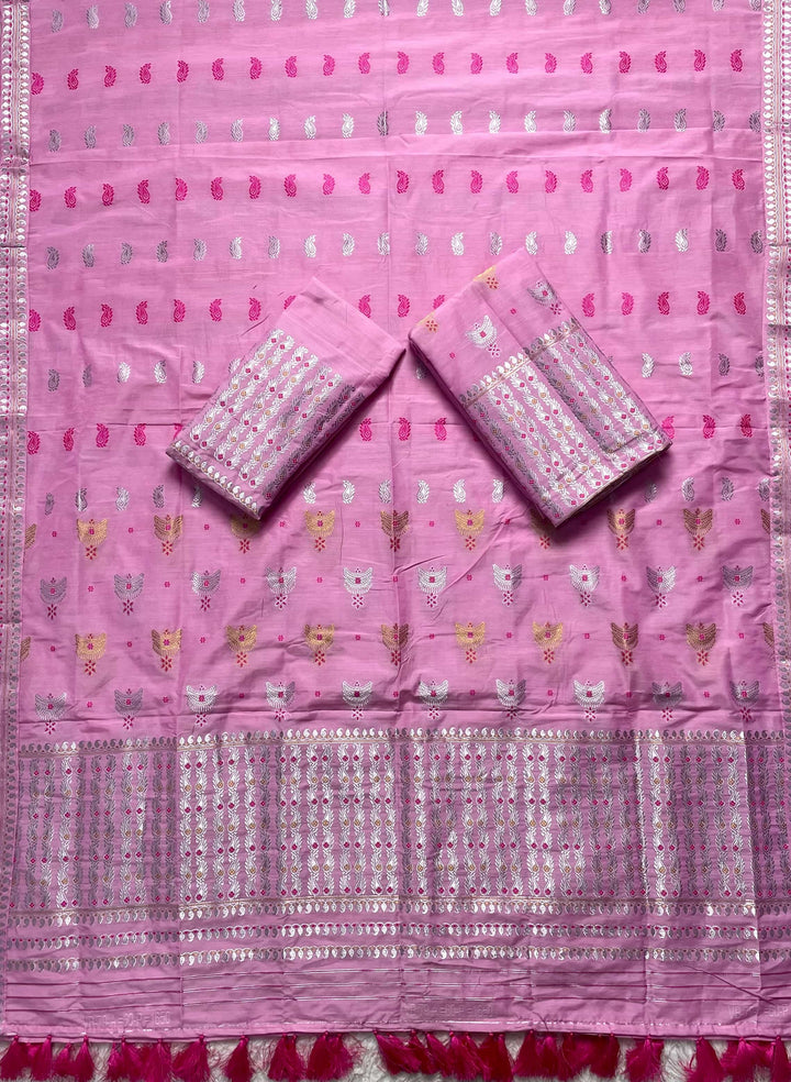 Ready-To-Wear Silver Silver Super Cotton* Mekhela Sador