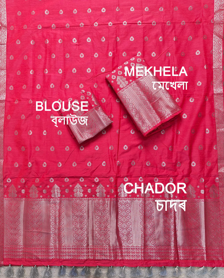 Ready-To-Wear Silver Silver Super Cotton* Mekhela Sador