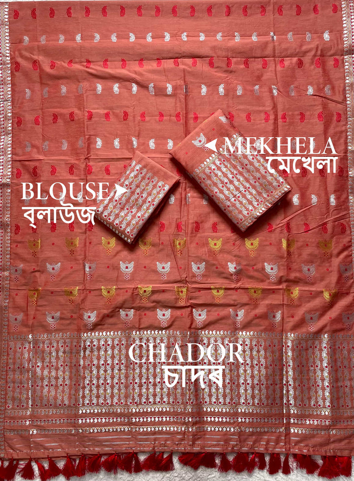 Ready-To-Wear Silver Silver Super Cotton* Mekhela Sador