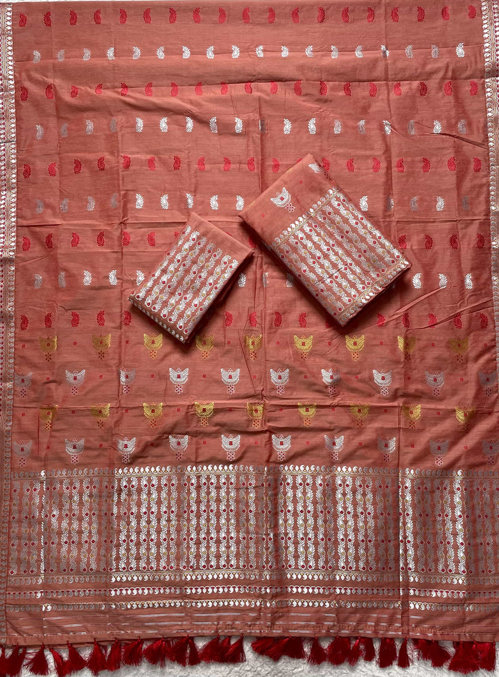 Ready-To-Wear Silver Silver Super Cotton* Mekhela Sador