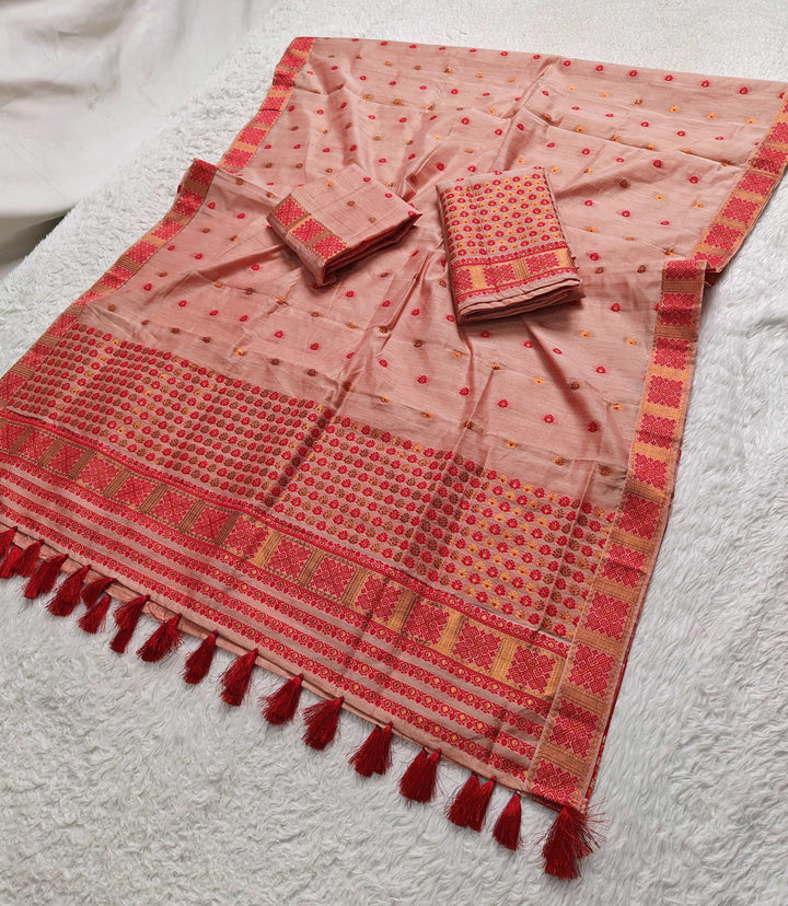 Ready-To-Wear Jari & Dhaga AC Cotton* Mekhela Sador