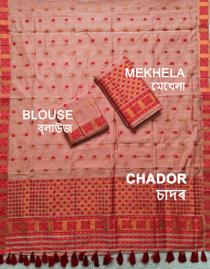 Ready-To-Wear Jari & Dhaga AC Cotton* Mekhela Sador