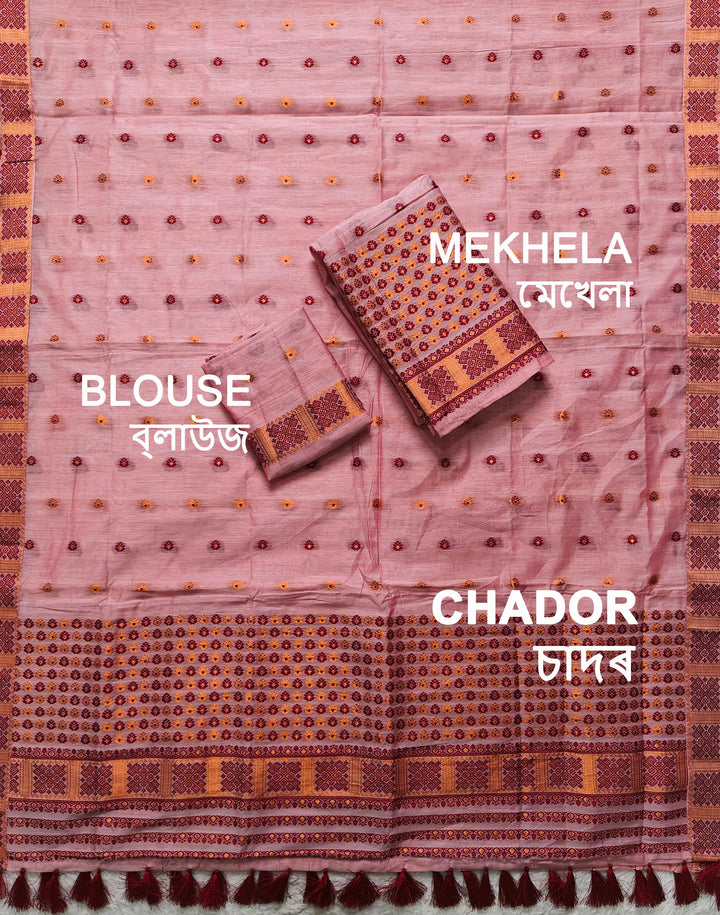 Ready-To-Wear Jari & Dhaga AC Cotton* Mekhela Sador