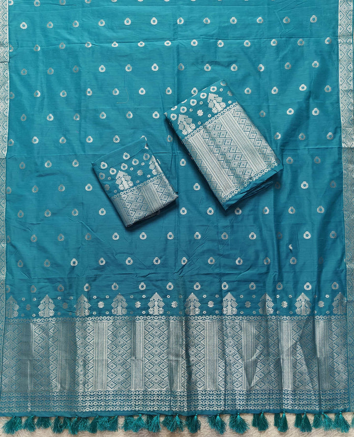 Ready-To-Wear Silver Silver Super Cotton* Mekhela Sador