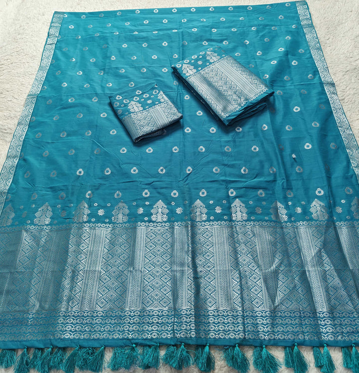 Ready-To-Wear Silver Silver Super Cotton* Mekhela Sador