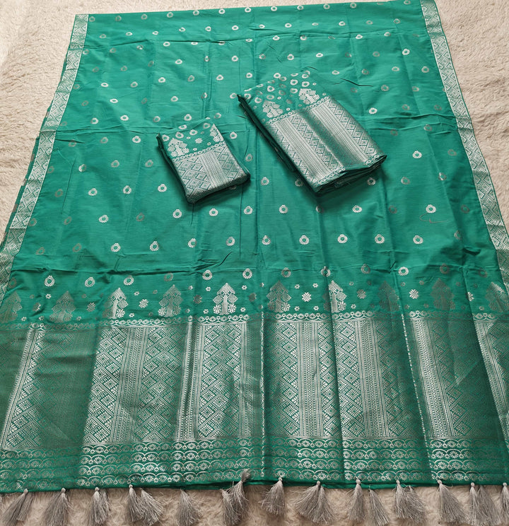 Ready-To-Wear Silver Silver Super Cotton* Mekhela Sador