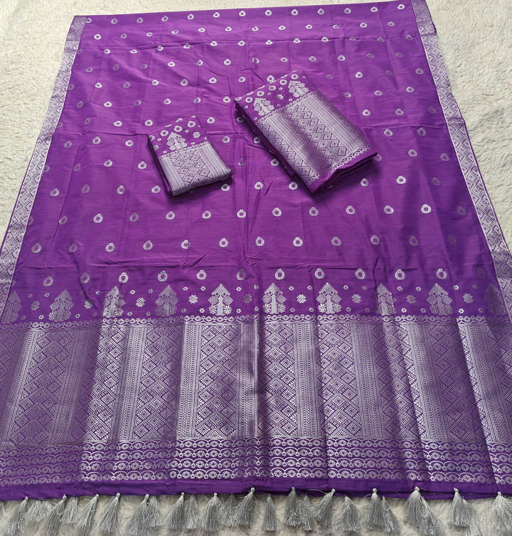 Ready-To-Wear Silver Silver Super Cotton* Mekhela Sador