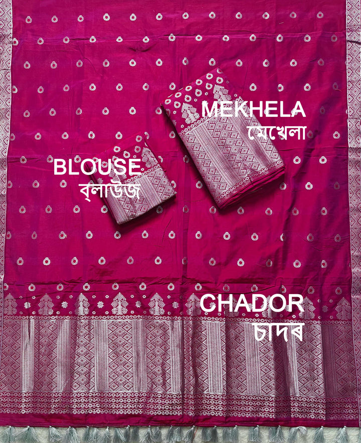 Ready-To-Wear Silver Silver Super Cotton* Mekhela Sador