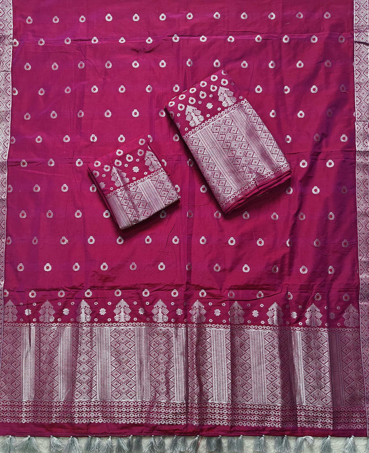 Ready-To-Wear Silver Silver Super Cotton* Mekhela Sador