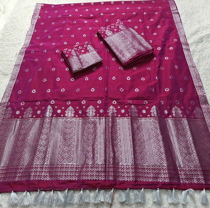 Ready-To-Wear Silver Silver Super Cotton* Mekhela Sador