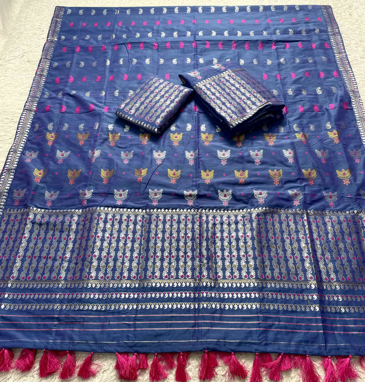 Ready-To-Wear Silver Silver Super Cotton* Mekhela Sador