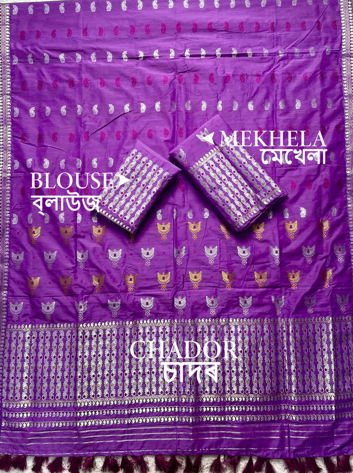 Ready-To-Wear Silver Silver Super Cotton* Mekhela Sador