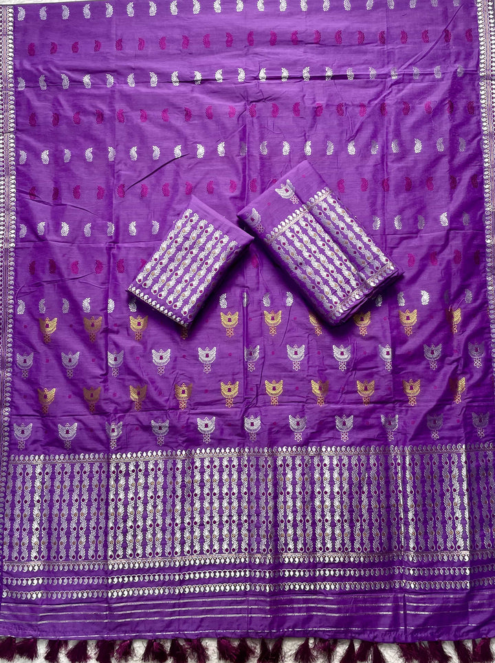 Ready-To-Wear Silver Silver Super Cotton* Mekhela Sador