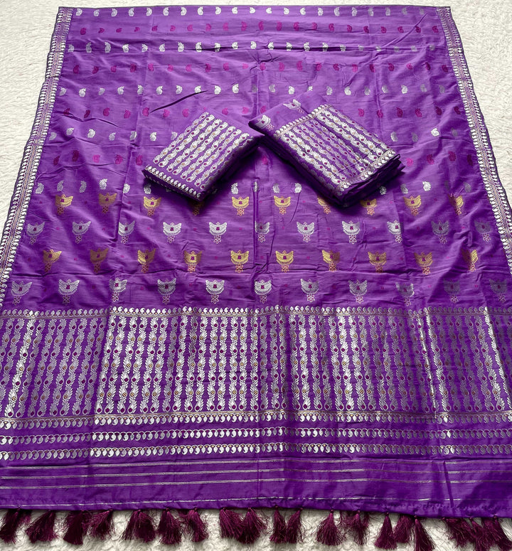 Ready-To-Wear Silver Silver Super Cotton* Mekhela Sador