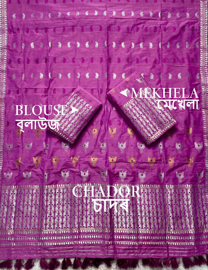 Ready-To-Wear Silver Silver Super Cotton* Mekhela Sador