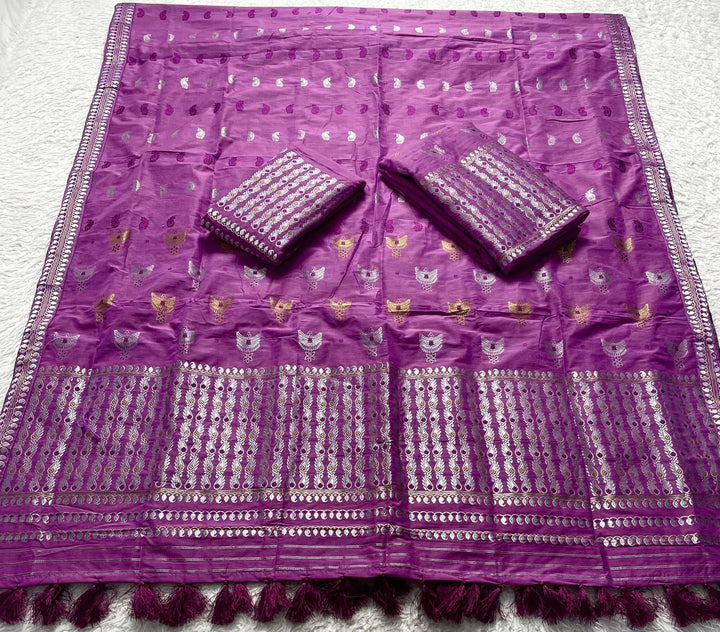 Ready-To-Wear Silver Silver Super Cotton* Mekhela Sador