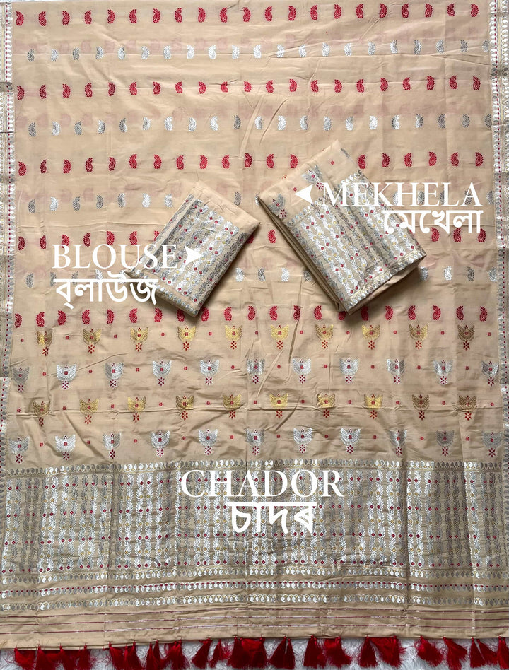 Ready-To-Wear Silver Silver Super Cotton* Mekhela Sador