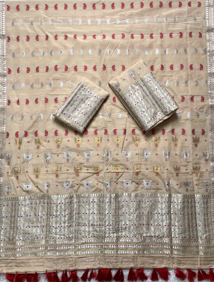 Ready-To-Wear Silver Silver Super Cotton* Mekhela Sador