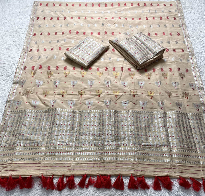 Ready-To-Wear Silver Silver Super Cotton* Mekhela Sador