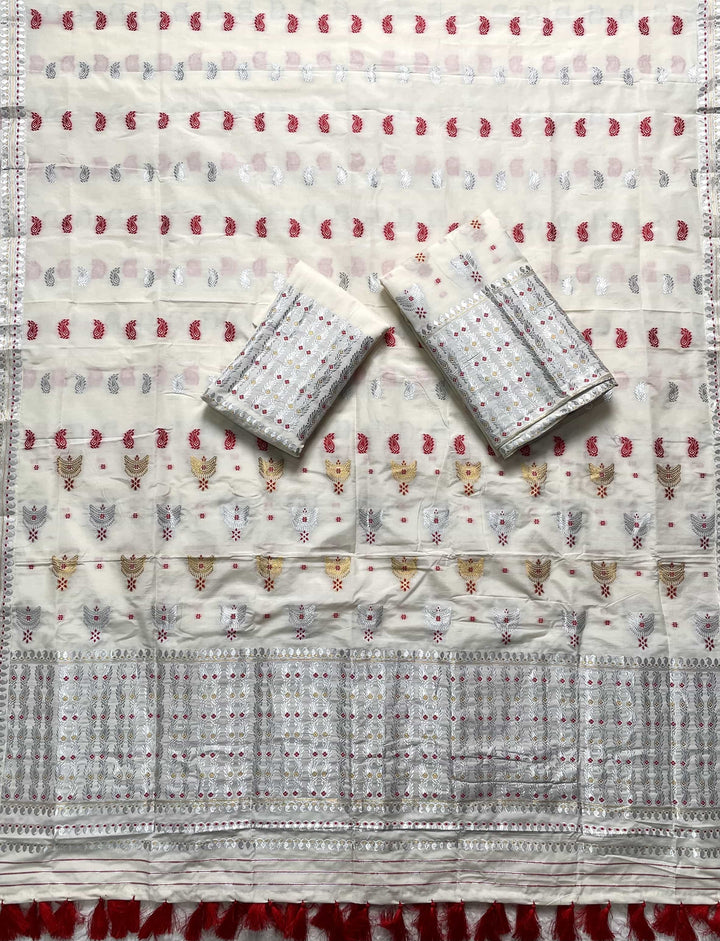 Ready-To-Wear Silver Silver Super Cotton* Mekhela Sador