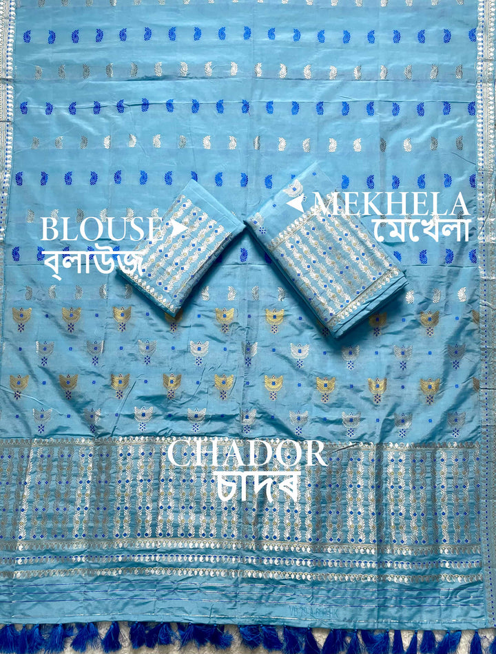 Ready-To-Wear Silver Silver Super Cotton* Mekhela Sador