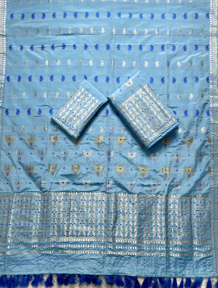 Ready-To-Wear Silver Silver Super Cotton* Mekhela Sador