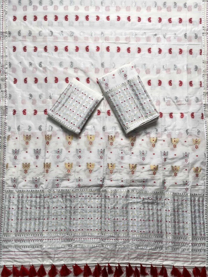 Ready-To-Wear Silver Silver Super Cotton* Mekhela Sador