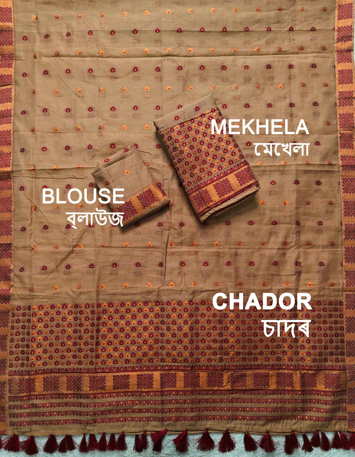 Ready-To-Wear Jari & Dhaga AC Cotton* Mekhela Sador