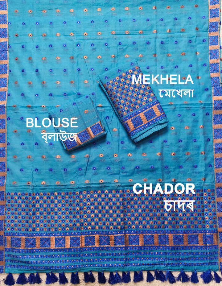 Ready-To-Wear Jari & Dhaga AC Cotton* Mekhela Sador