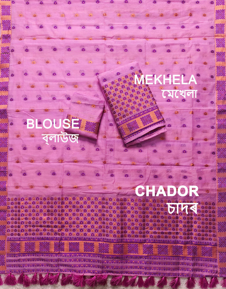 Ready-To-Wear Jari & Dhaga AC Cotton* Mekhela Sador