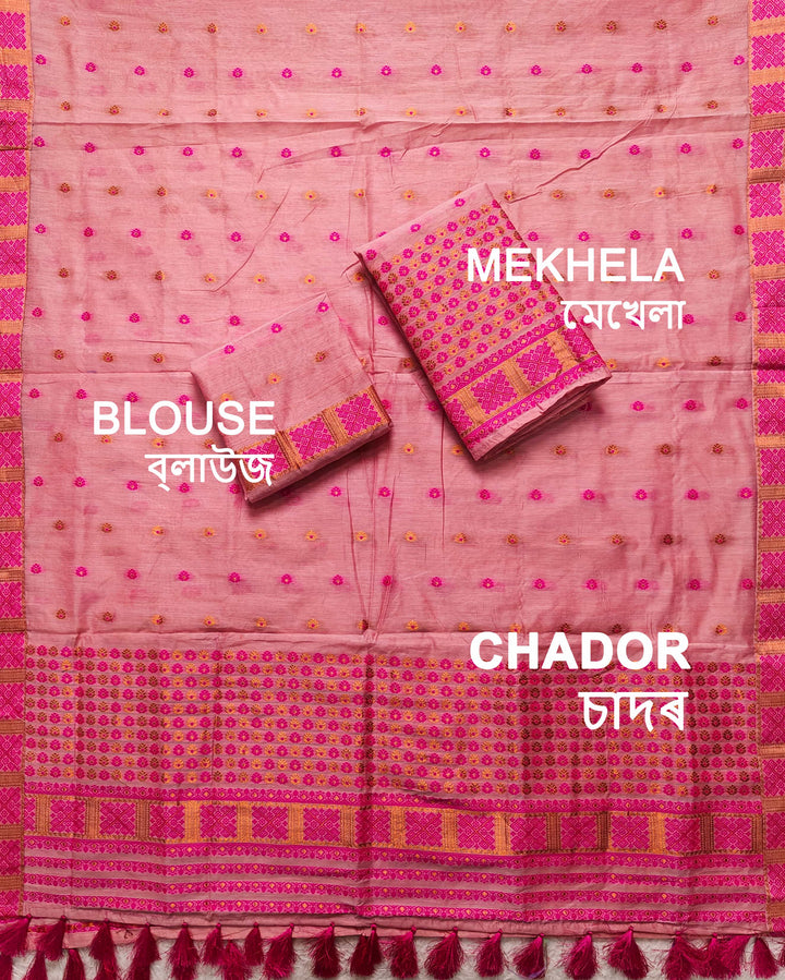 Ready-To-Wear Jari & Dhaga AC Cotton* Mekhela Sador