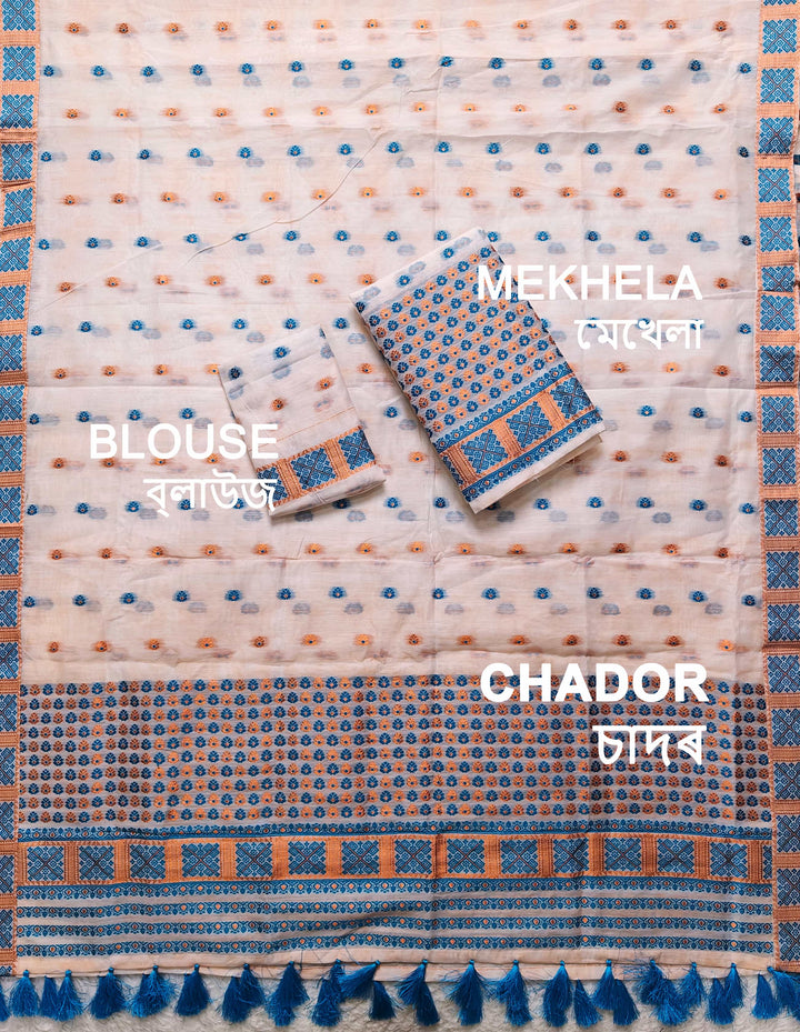 Ready-To-Wear Jari & Dhaga AC Cotton* Mekhela Sador