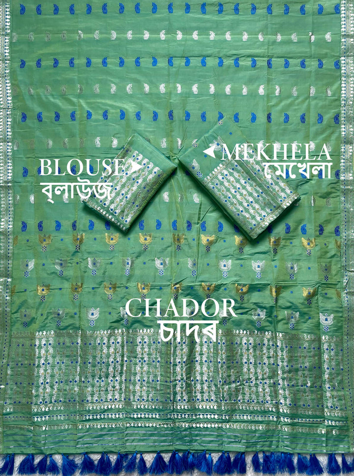 Ready-To-Wear Silver Silver Super Cotton* Mekhela Sador